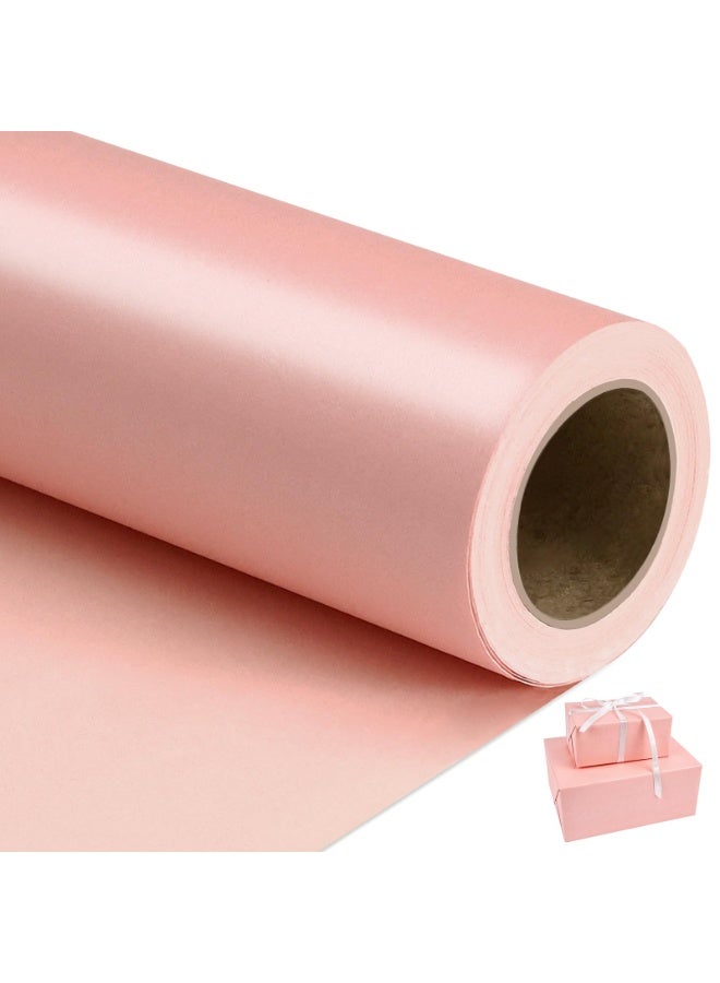 Pink Matte Wrapping Paper,Solid Color Pearly-Lustre Paper,Gift Wrapping Paper,Perfect for Wedding,Valentine's Day,Birthday,Christmas,Baby Shower,DIY Bouquet (17 Inches X 32.8 Feet) - Image 1